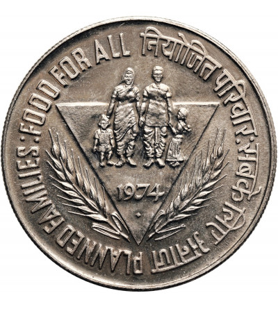 India. 10 Rupees 1974, FAO / Planned families, food for all