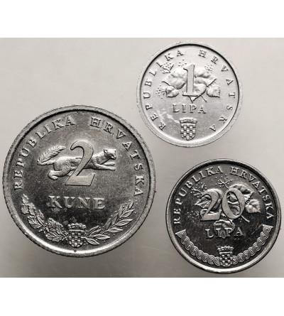 Croatia. Set of 1 Lipa, 20 Lipa, 2 Kune 1995, FAO, “FIAT PANIS - Let there be bread” - 3 pieces in the set