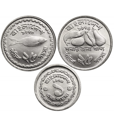 Bangladesh. Set of 3 circulation coins, 1 Poisha 1975, 2 x 25 Poisha 1973 / 1974 (F.A.O.)