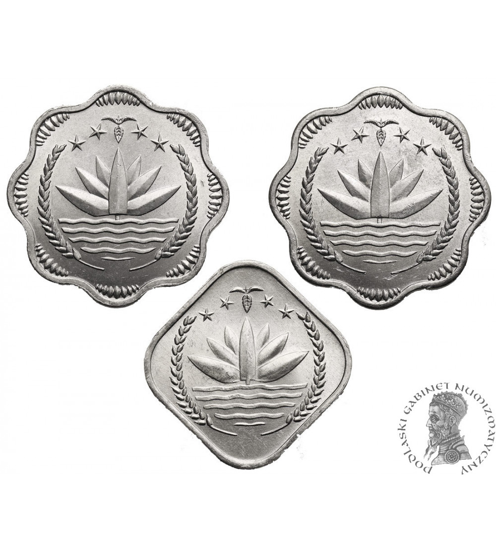 Bangladesz. Zestaw 3 monet obiegowych, 5 Poisha, 2 x 10 Poisha F.A.O.