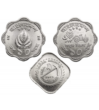 Bangladesz. Zestaw 3 monet obiegowych, 5 Poisha, 2 x 10 Poisha F.A.O.