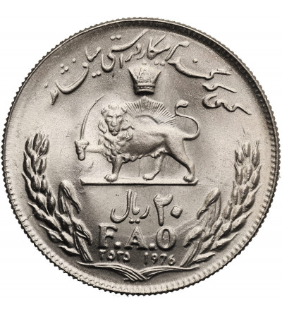 Iran, Muhammad Reza Pahlavi Shah 1941-1979 AD. 20 Rials, MS 2535 / 1976 AD, F.A.O.