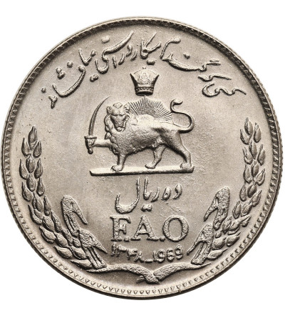 Iran, Muhammad Reza Pahlavi Shah SH 1320-1358 / 1941-1979 AD. 10 Rials SH 1348 / 1969, F.A.O.