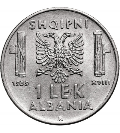 Albania, okupacja włoska. 1 Lek 1939 R, Rzym, Vittorio Emmanuel III 1939-1943
