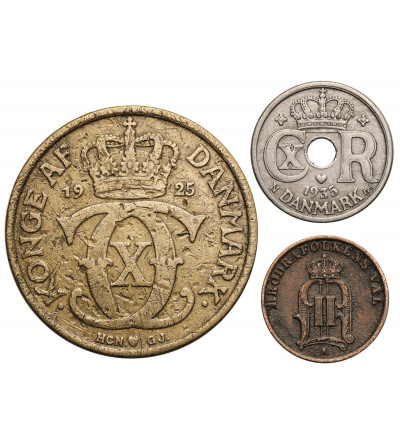 Szwecja / Dania. Zestaw 3 monet: 1 Ore 1903, 10 Ore 1935, 2 korony 1925