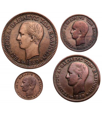 Greece, George I (1863-1913). Set of 4 coins: 1 Lepton, 2, 5, 10 Lepta 1869 BB