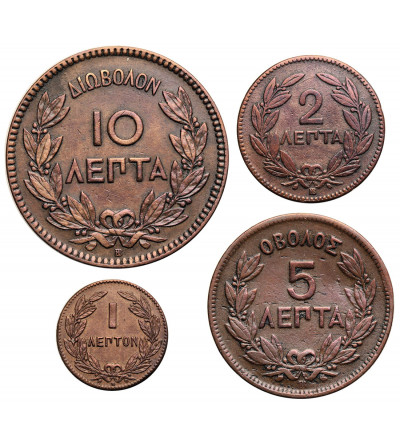 Grecja, Jerzy I (1863-1913). Zestaw 4 monet: 1 Lepton, 2, 5, 10 Lepta 1869 BB