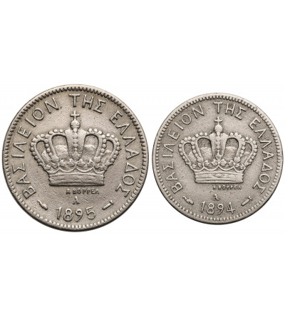 Grecja, Jerzy I (1863-1913). Zestaw 2 monet: 5 Lepta 1894 A i 10 Lepta 1895 A