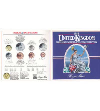 United Kingdom. Official 1984 Annual Set - 8 coins