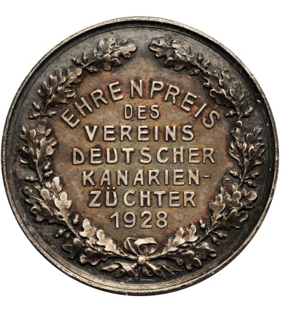 Niemcy, Republika Weimarska. Nagrodowy medal 1928 ,,Kanarienzüchter" Stowarzyszenia Niemieckich Hodowców Kanarków
