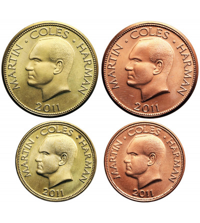 Lundy, Administracja Brytyjska. Zestaw 4 sztuki: 1/2, 1, 2, 4 Puffins 2011, fantazyjne monety, prywatna emisja dla kolekcjonerów