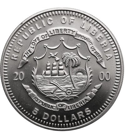 Liberia. 5 Dollars 2000, XXVII Olympic Games in Sydney - Javelin Throw