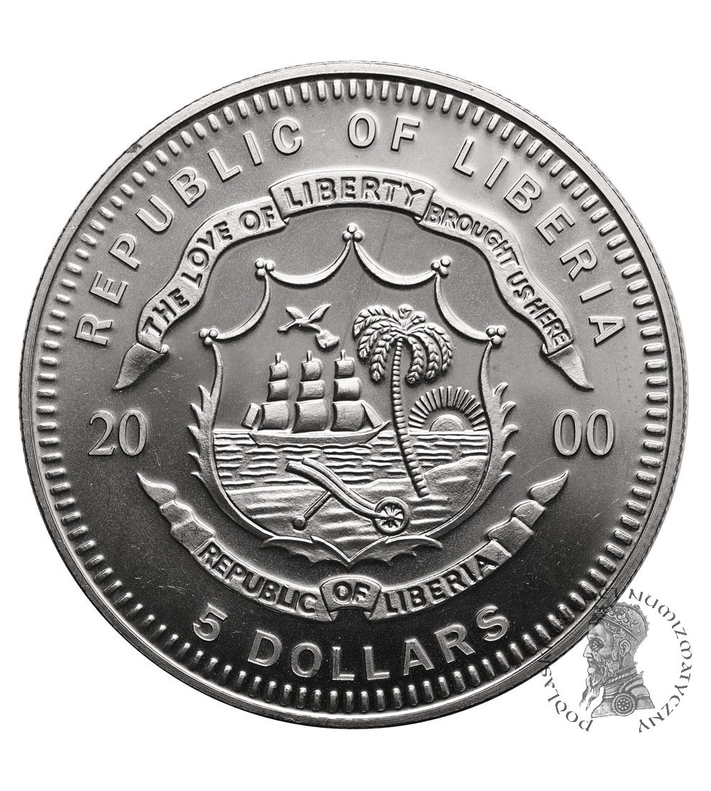 Liberia. 5 Dollars 2000, XXVII Olympic Games in Sydney - Javelin Throw