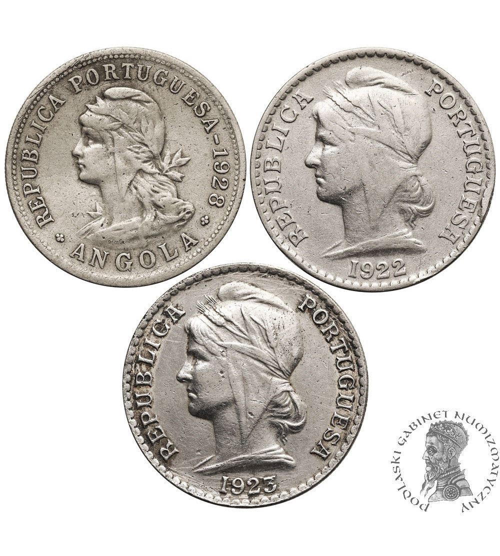 Angola. Set of 50 Centavos 1922, 1923, 1928 - 3 coins