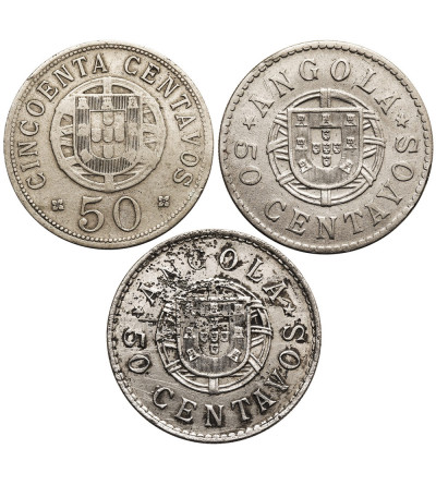 Angola. Set of 50 Centavos 1922, 1923, 1928 - 3 coins