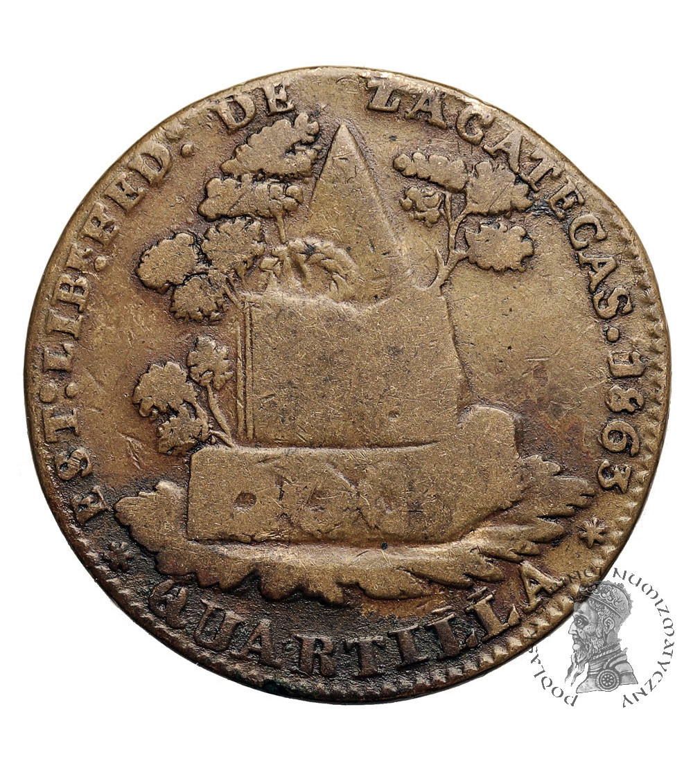 Mexico, Zacatecas. 1/4 Real 1863, “Quartilla”