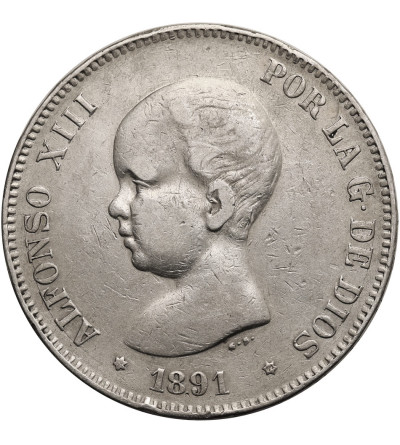 Hiszpania, Alfonso XIII (1886-1931). 5 Pesetas 1891