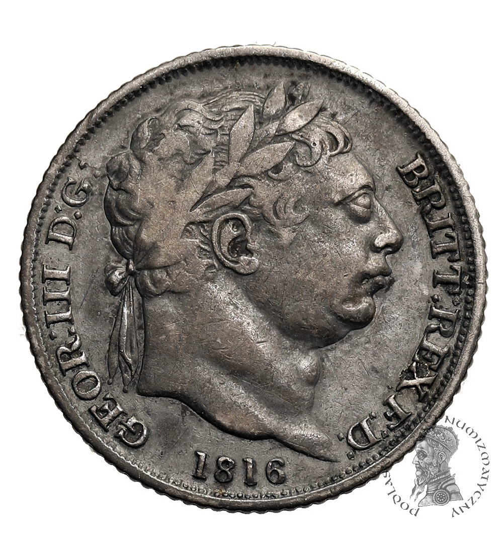 Wielka Brytania, Jerzy III (1760-1820). 6 pensów 1816