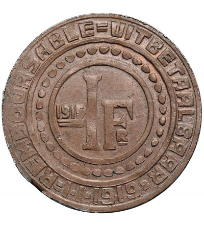 Belgium, Ghent, Albert I (1909-1934) - German Occupation. 1 Franc (Franken) 1915