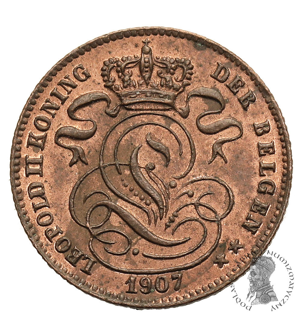 Belgia, Leopold II (1865-1909). 1 Centime 1907,  DER BELGEN