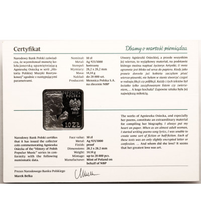 Polska. 10 złotych 2013, Agnieszka Osiecka, Historia Polskiej Muzyki Rozrywkowej