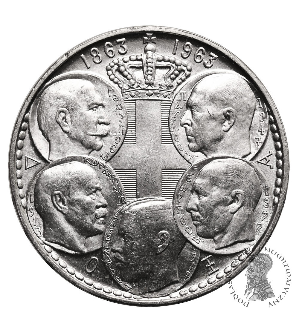 Greece, Paul I (1947-1964). 30 Drachmai 1963, 100th anniversary of five Greek kings
