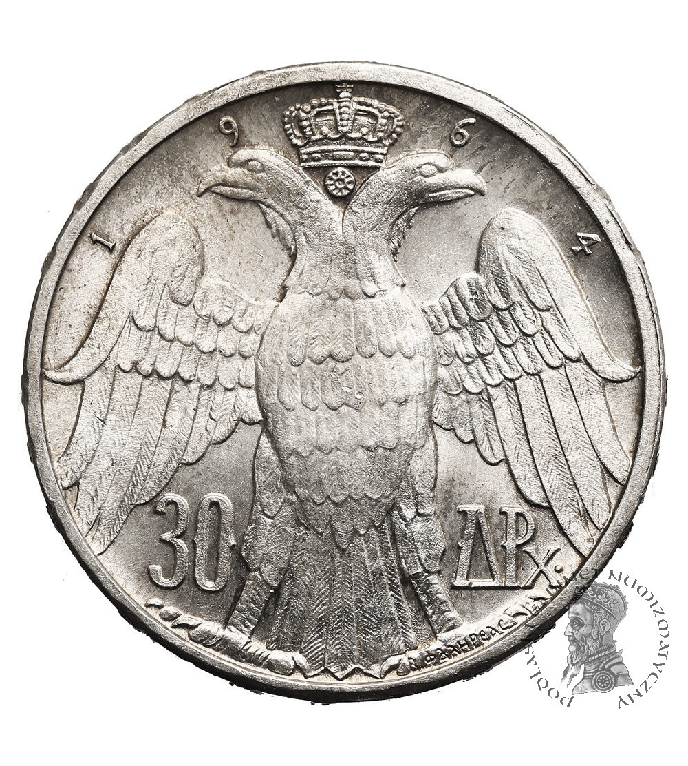 Greece, Constantine II (1964-1973). 30 Drachmai 1964, Royal Wedding