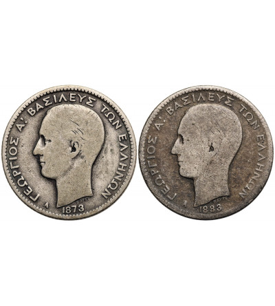 Grecja, Jerzy I (1863-1913). Zestaw 2 x 1 drachma 1873 i 1883