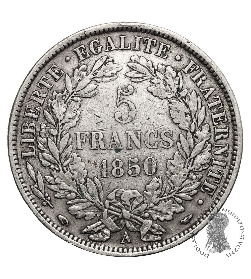 Francja, Druga Republika (1848-1852). 5 franków 1850 A, Paryż, Ceres