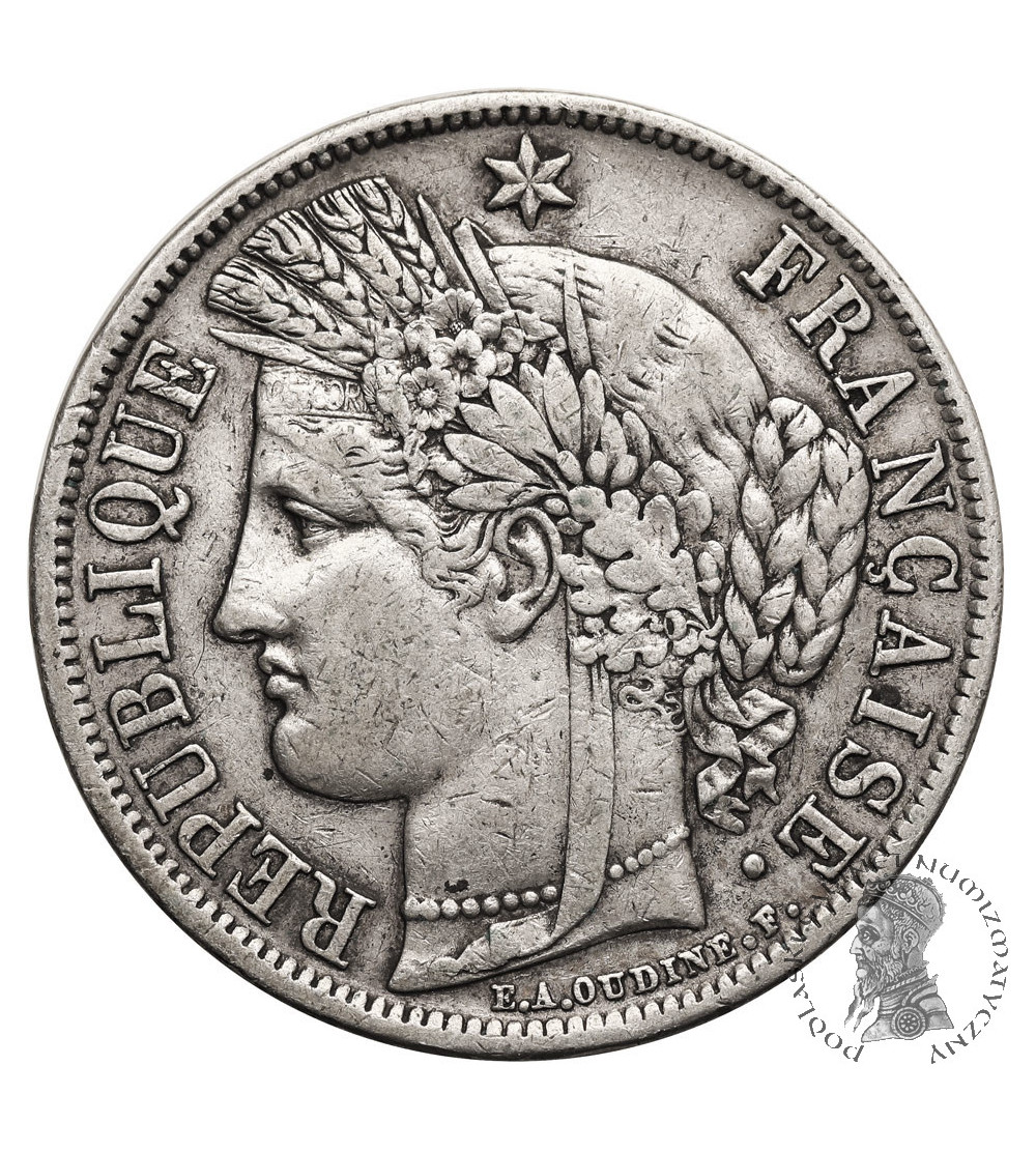 Francja, Druga Republika (1848-1852). 5 franków 1850 A, Paryż, Ceres