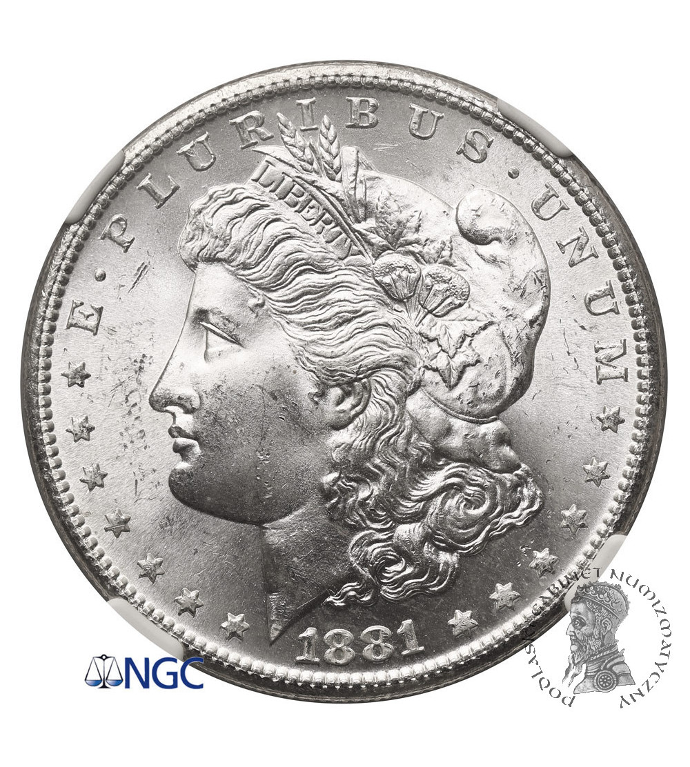 USA. Morgan Dolar 1881 S, San Francisco - NGC MS 63
