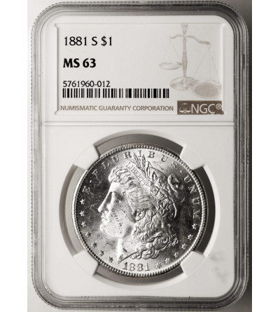 USA. Morgan Dollar 1881 S, San Francisco - NGC MS 63