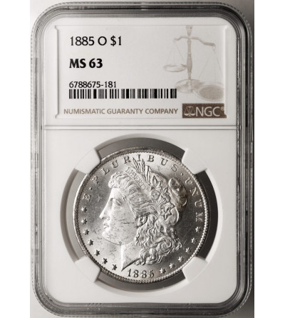 USA. Morgan Dolar 1885 O, Nowy Orlean - NGC MS 63