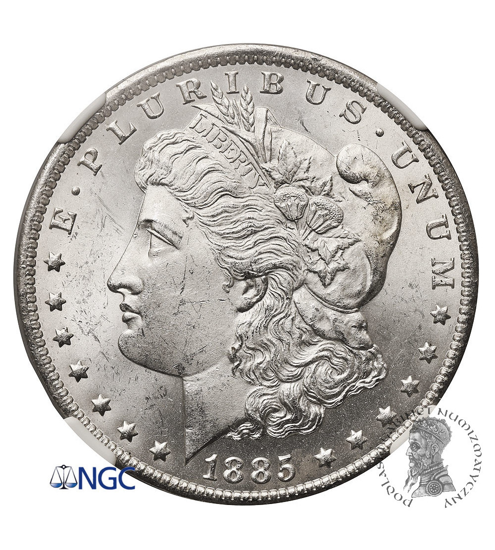 USA. Morgan Dollar 1885 O, New Orleans - NGC MS 63