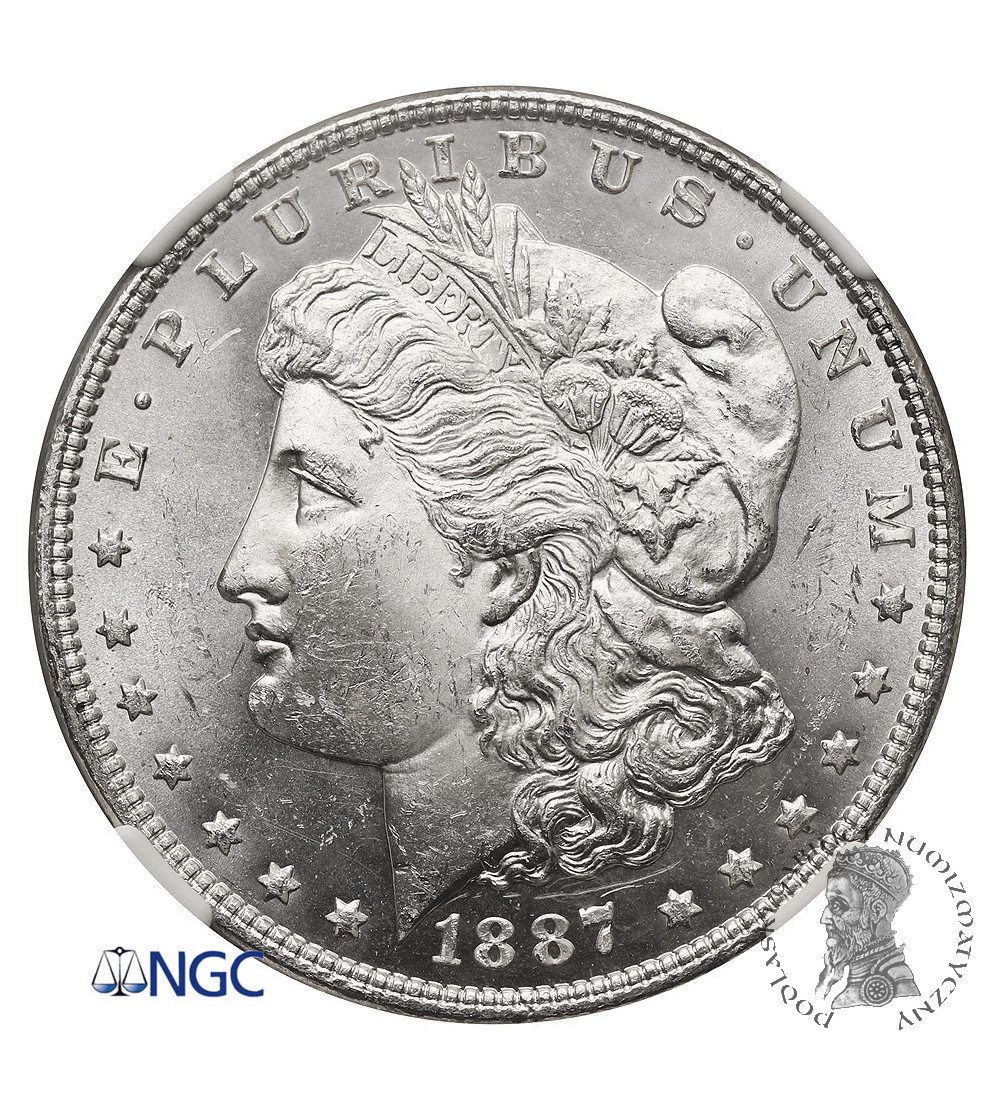 USA. Morgan Dolar 1887, Filadelfia - NGC MS 63
