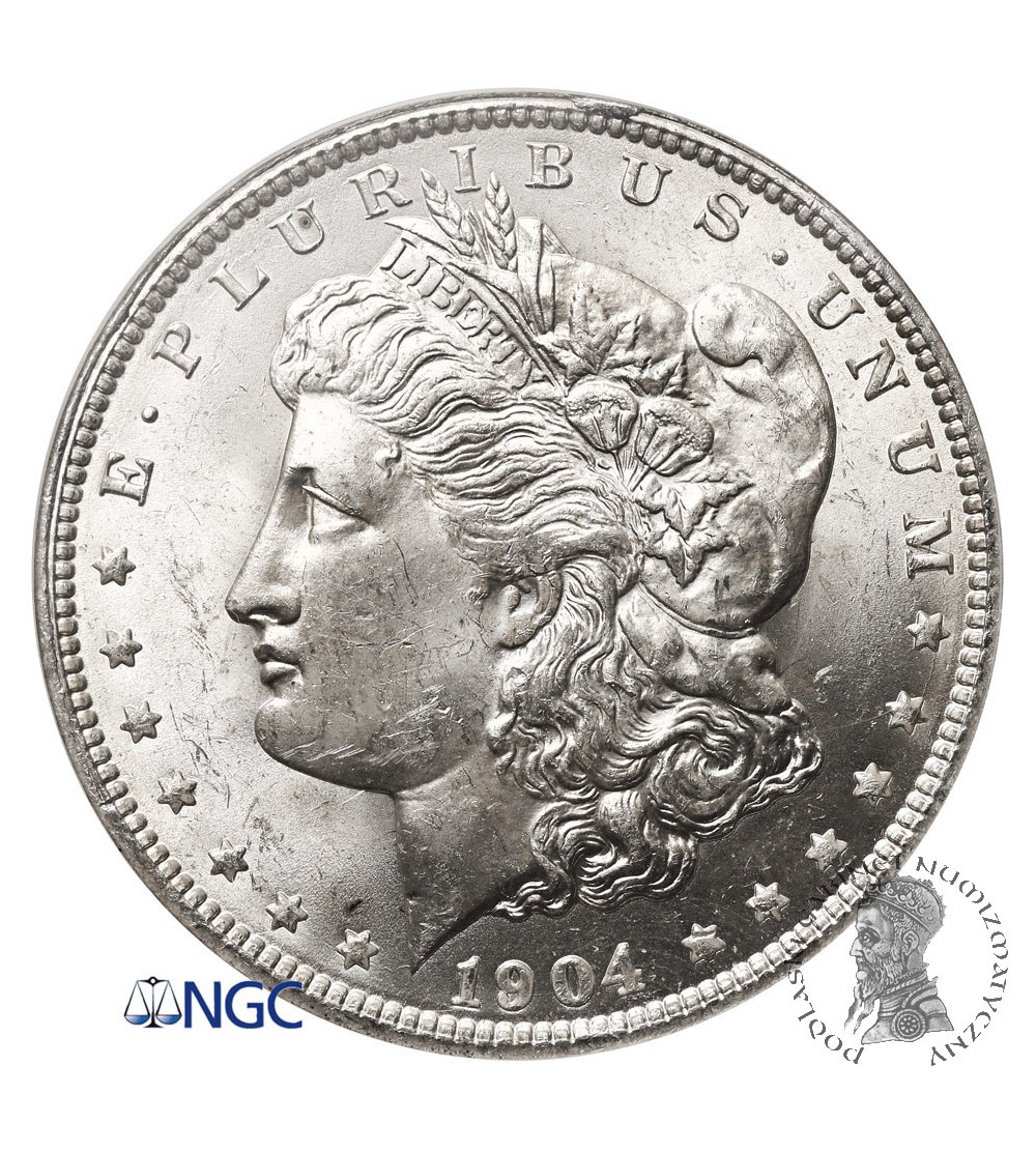 USA. Morgan Dolar 1904 O, Nowy Orlean - NGC MS 63