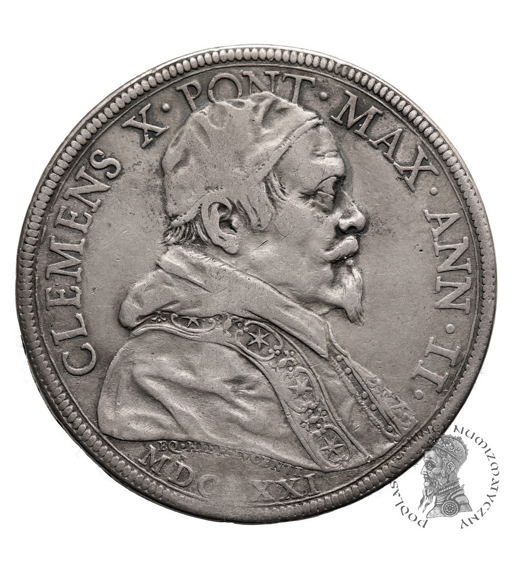 Papal States / Vatican,  Clemens X, 1670-1676. Piastra 1671, ANN II, Rome Mint