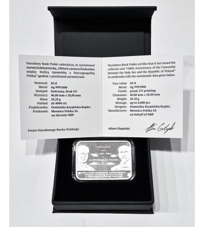 Poland. 20 Zlotych 2025, 100th anniversary of the Concordat between the Holy See and the Republic of Poland - Proof