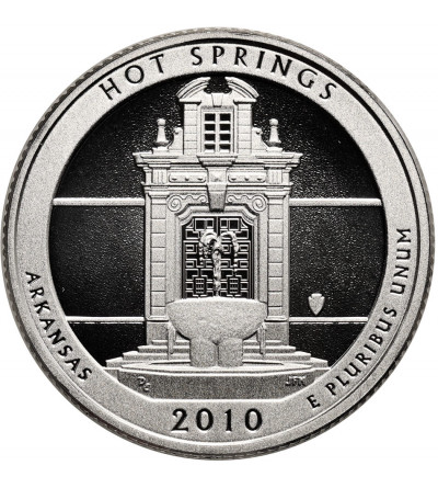 USA. Silver 1/4 Dollar “Washington Quarter” 2010 S, San Francisco, Hot Springs, Arkansas