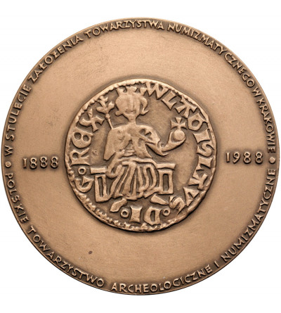Polska, PRL (1952-1989). Medal 1988, 100 Lat Krakowskiego Towarzystwa Numizmatycznego