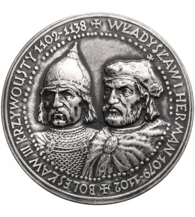 Polska. Mały medal 1990 (40 mm), PTAiN Płock - Bolesław Krzywousty, Władysław I Herman