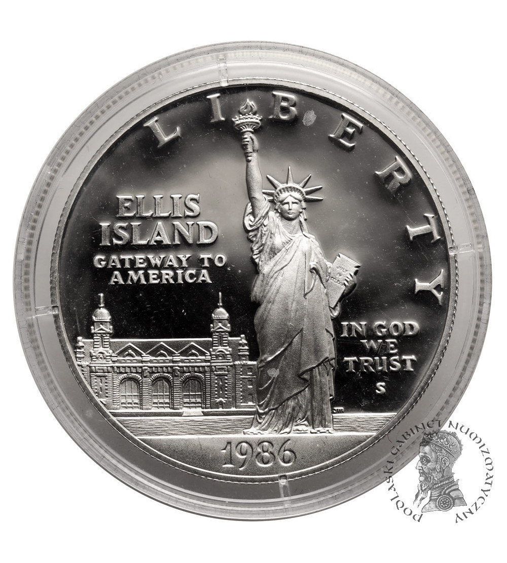 USA. 1 dolar 1986 S, San Francisco, Statua Wolności na wyspie Ellis - Proof