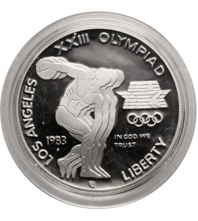 USA. 1 Dollar 1983 S, San Francisco, XXIII Olympic Games in Los Angeles 1984, Discus Throw - Proof