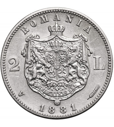 Romania, Carol I (1866-1914). 2 Lei 1881 V