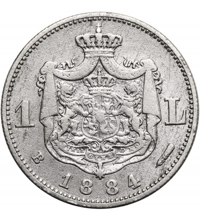 Romania, Carol I (1866-1914). 1 Leu 1884 B