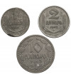 Serbia, German occupation (1941-1944). Set of 1 Dinar 1942, 2 Dinars 1942, 10 Dinars 1943