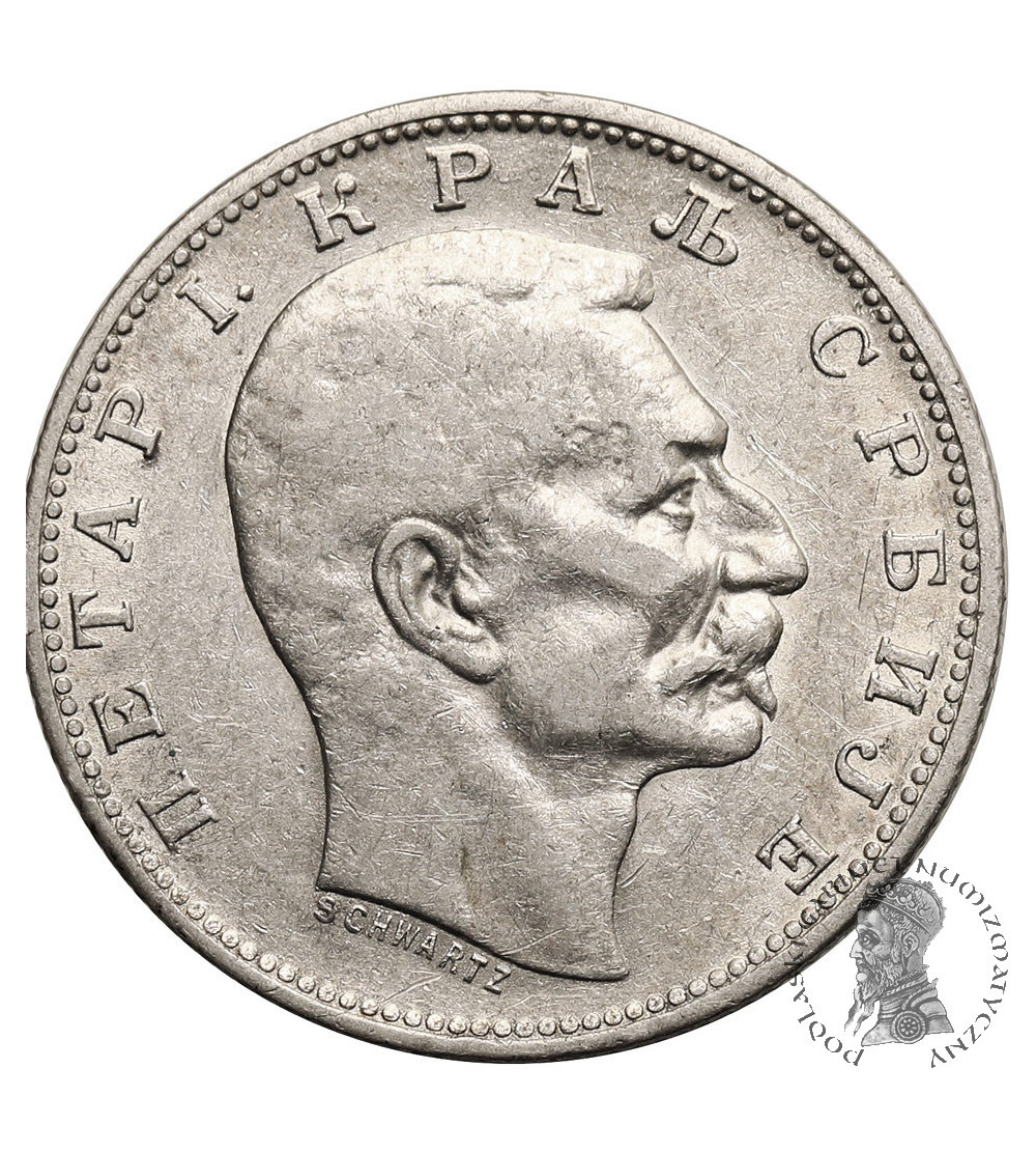 Serbia, Piotr I (1903-1918). 1 Dinar 1912