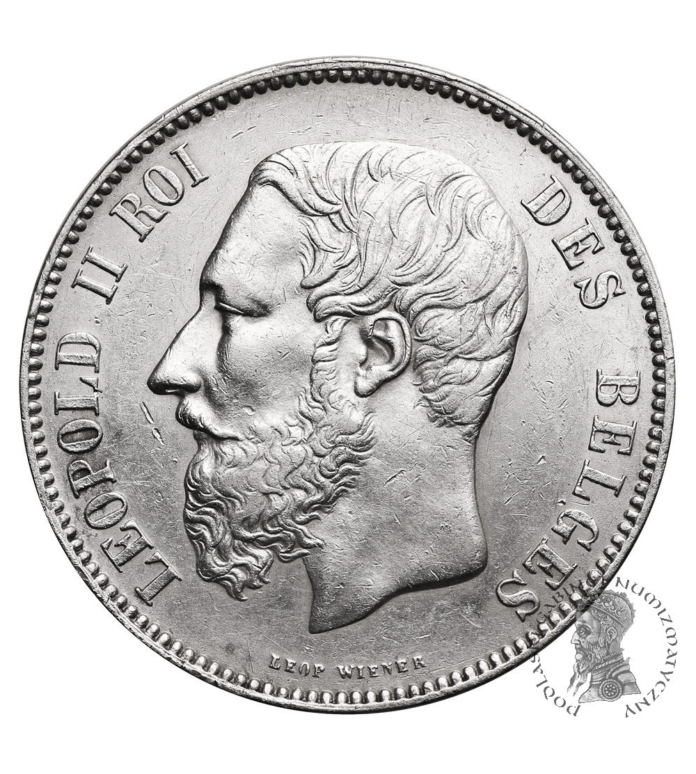 Belgia, Leopold II (1865-1909). 5 franków 1873, DES BELGES