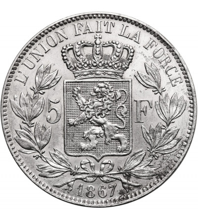 Belgium, Leopold II (1865-1909). 5 Francs 1867, DES BELGES