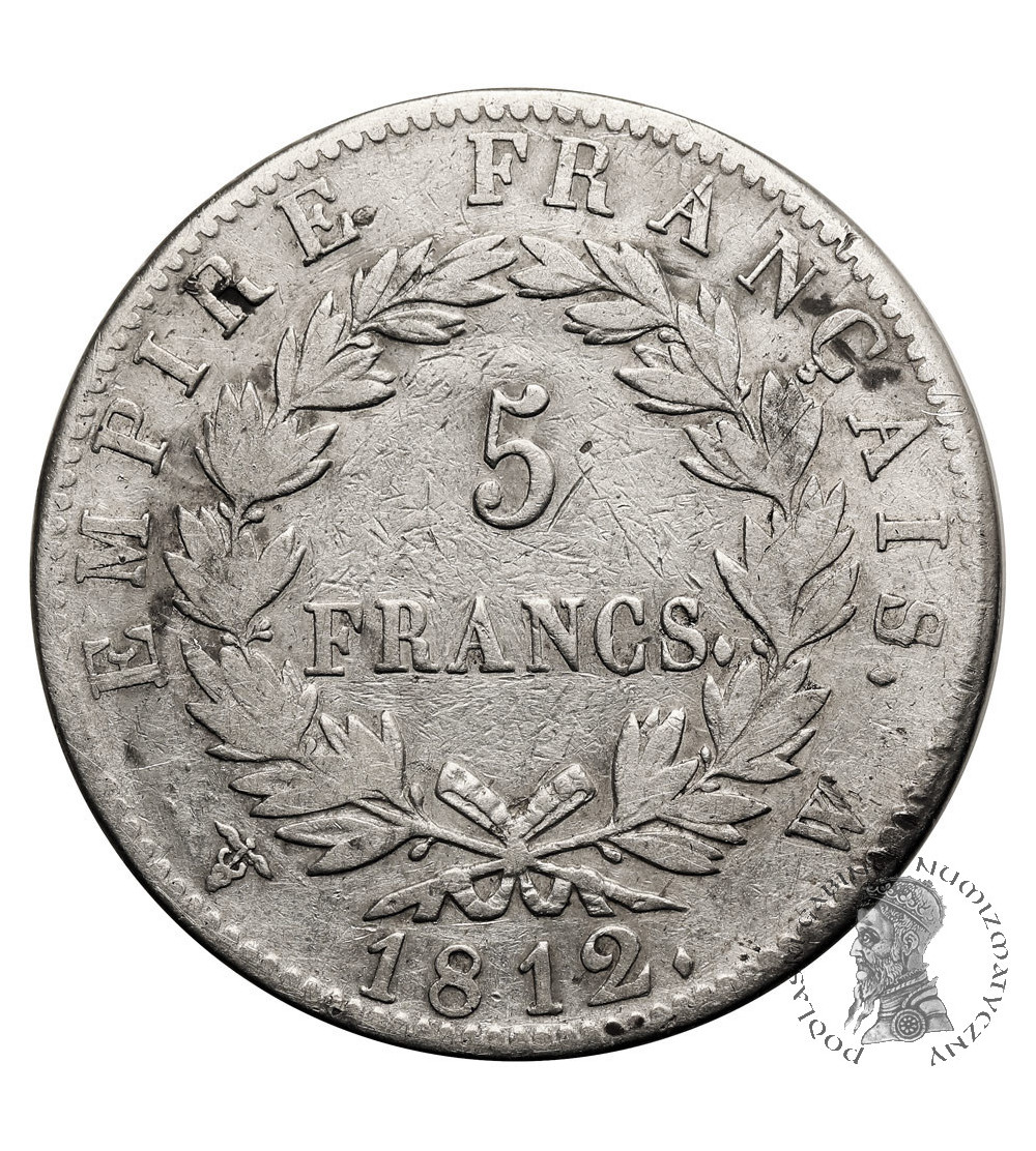France, Napoleon I (1804-1815). 5 Francs 1812 W, Lille
